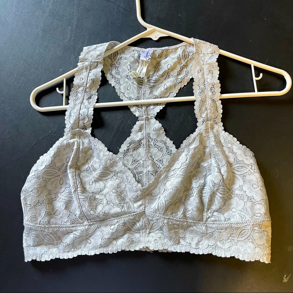 Free People Light Grey Lace Bralette L